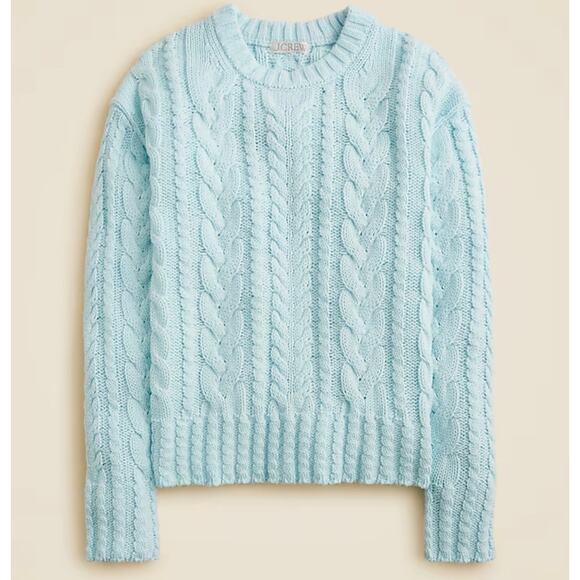 J. Crew Cable Knit Crewneck Sweater Midday Skies NWT size Large - Picture 4 of 7